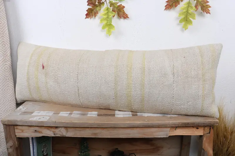 Throw Kilim Pillow, Cushion Cover, Gift Pillow, 12x36 Beige Pillow Cover, Bed Cushion Case, Pet Cushion Cover, Turkish Kilim Pillow - 4