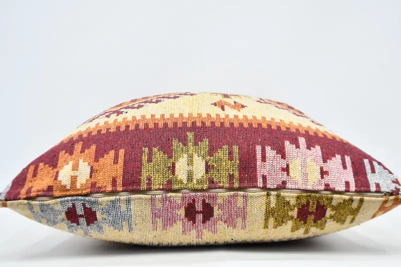32x32 Red Pillow, Bolster Cushion Case, Pillow Case, Pastel Cushion Case, Garden Cushion Case, Turkish Pillow, Throw Kilim Pillow, Boho Pillow - 5