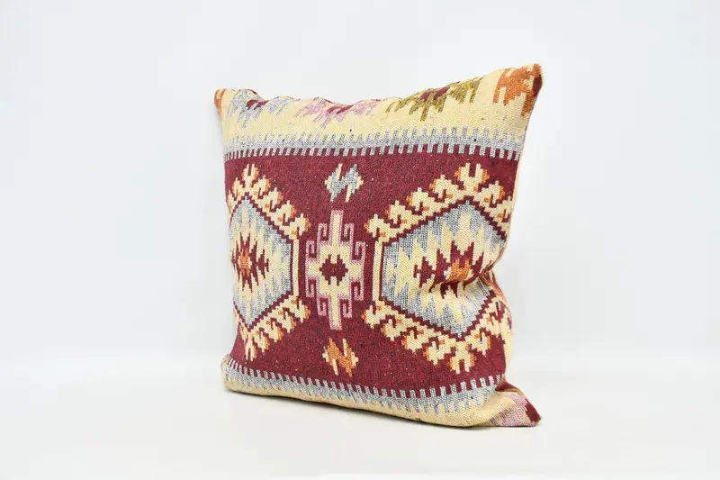 32x32 Red Pillow, Bolster Cushion Case, Pillow Case, Pastel Cushion Case, Garden Cushion Case, Turkish Pillow, Throw Kilim Pillow, Boho Pillow - 4