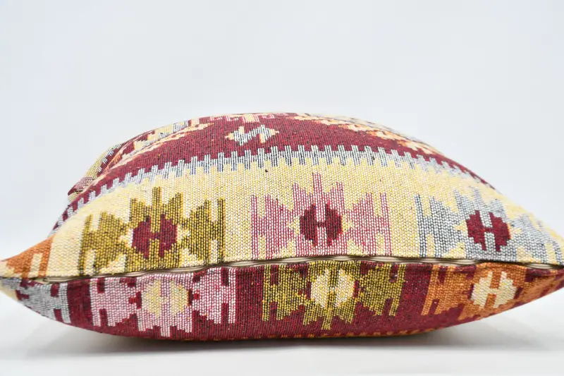 32x32 Red Pillow, Bolster Cushion Case, Pillow Case, Pastel Cushion Case, Garden Cushion Case, Turkish Pillow, Throw Kilim Pillow, Boho Pillow - 6