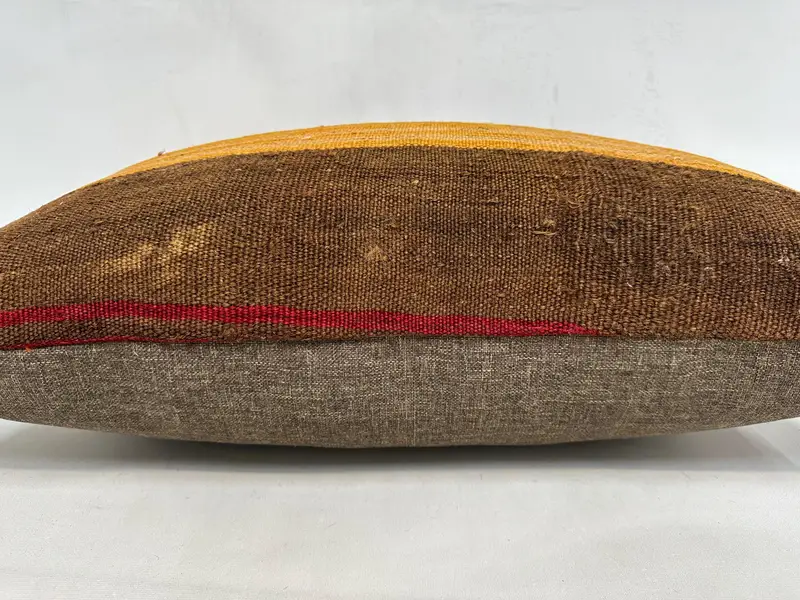 Pillow Sham, Antique Pillows, Vintage Kilim Pillow, 20x28 Orange Cushion, Turkish Rugs Cushion Case, Vintage Kilim Throw Pillow - 5