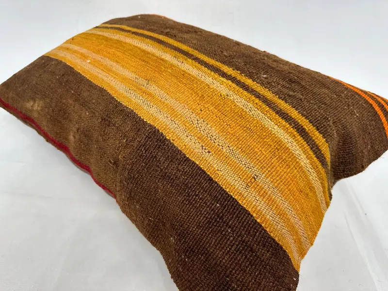Pillow Sham, Antique Pillows, Vintage Kilim Pillow, 20x28 Orange Cushion, Turkish Rugs Cushion Case, Vintage Kilim Throw Pillow - 6