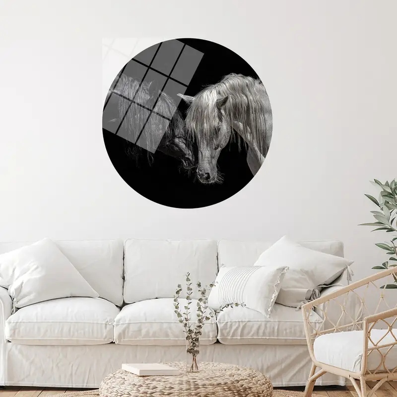 Modern Farmhouse Horse Couple Canvas - Elegant Horse Lover Gift