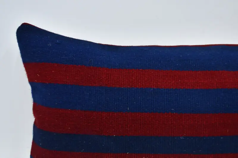 Armchair Pillow Sham, Vintage Pillow, Cushion Case, Handmade Kilim Cushion, 16x48 Red Pillow Cover, Vintage Kilim Pillow - 2