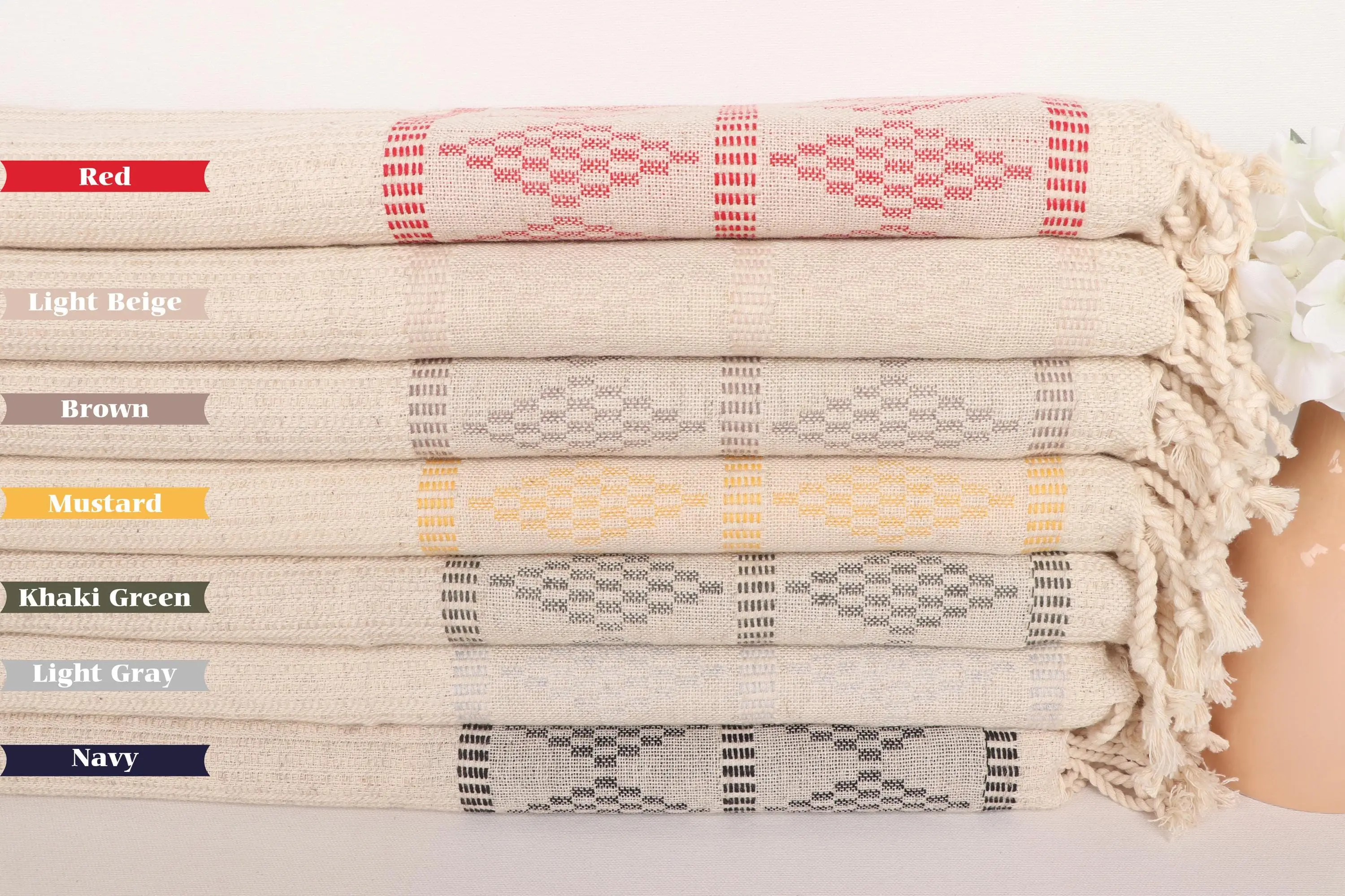 Personalized Hand Towel Cotton Kilim Design, 20x40 Inches - 1