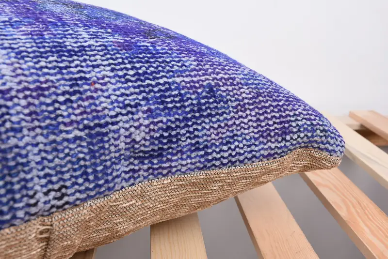 Boho Pillow, 18x18 Blue Pillow, Turkish Pillow, Retro Throw Cushion Cover, Chair Pillow Case, Pillow Cover, Turkish Kilim Pillow - 7