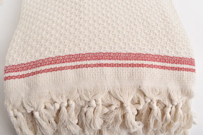 Woven Blanket, 94x92 Cotton Striped Towel, Bachelorette Gifts, Personalised Gift, Throw Blanket, Organic Beach Blanket, Christmas Tablecloth - 5