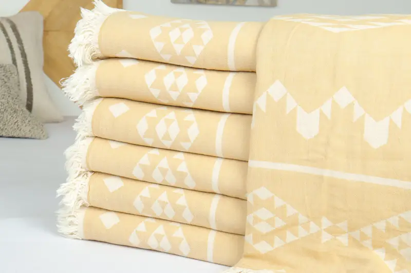 Wedding Gift For Bride, Woven Throw Blanket, Family Gift Basket, 70x60 Cotton Geometric Towel, Spooky Bachelorette Party, Tablecloth, Custom Blanket - 2