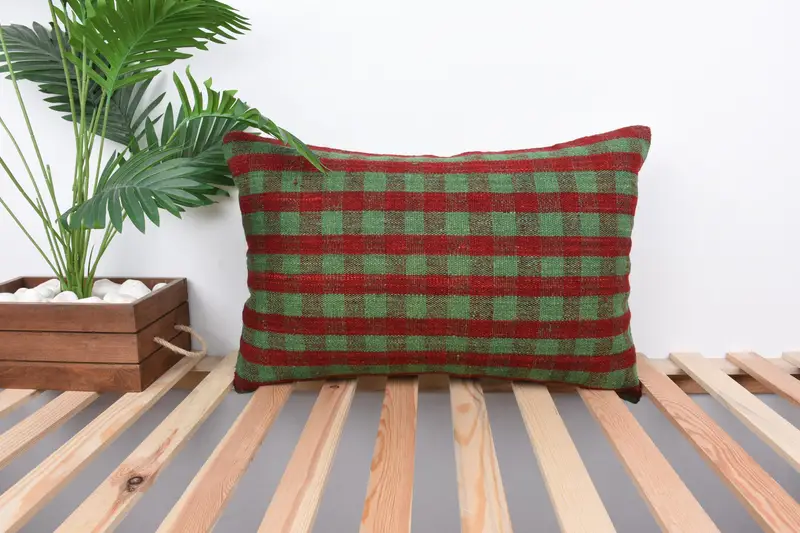 16x24 Green Pillow Cover, Cushion Cover, Interior Designer Pillow, Indoor Pillow Case, Boho Pillow Sham Cover, Throw Kilim Pillow - 1