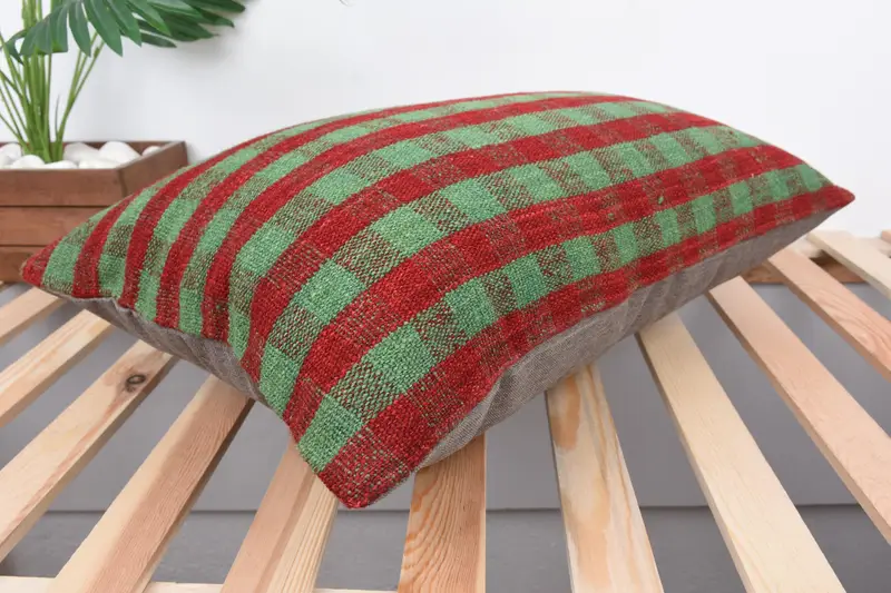 16x24 Green Pillow Cover, Cushion Cover, Interior Designer Pillow, Indoor Pillow Case, Boho Pillow Sham Cover, Throw Kilim Pillow - 6