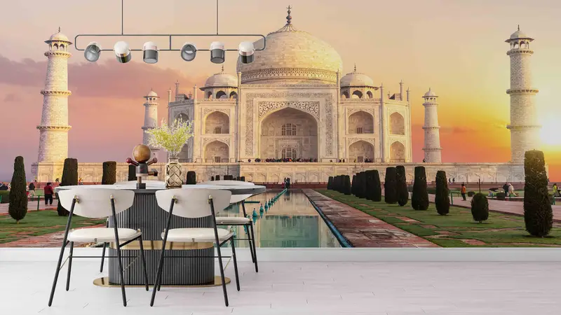 Papel pintado elegante de un atardecer indio: mural impreso para tu espacio
