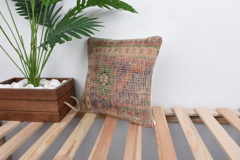 Nomadic Pillow Sham, Pillow, Boho Pillow Sham Cover, 12x12 Blue Cushion Cover, Vintage Pillow Sham, Throw Kilim Pillow, Boho Pillow - 5