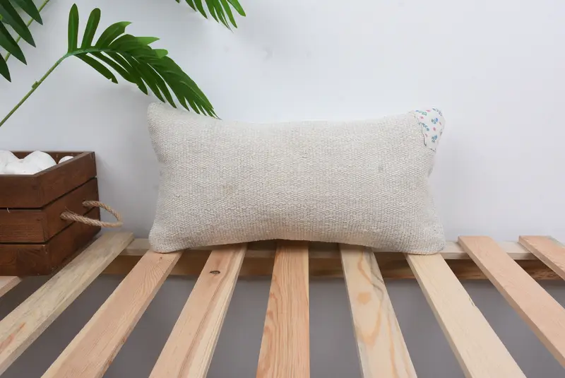 Throw Kilim Pillow, Pillow, Luxury Pillow, Home Decor Pillow, Boho Pillow Sham Cover, 8x16 White Pillow, Office Chair Cushion, Bolster Pillow Case - 1