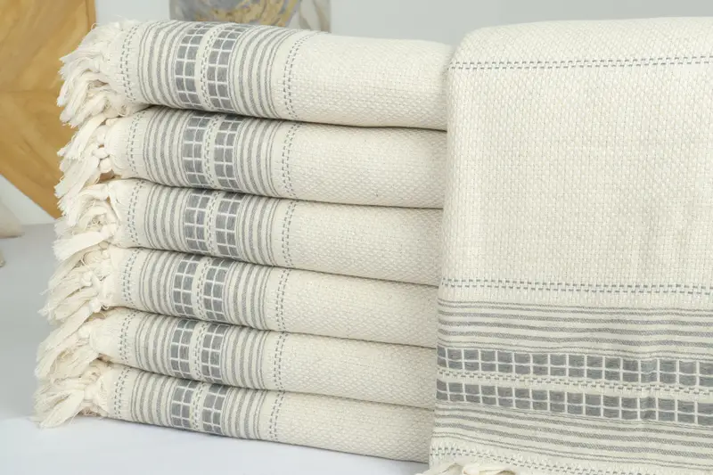 Throw Blanket Couch, Tablecloth, Wedding Hand Made Gift, Turkish Bedspread, Boho Throw Blankets, Couch Cover, 96x94 Linen Striped Towel - 2