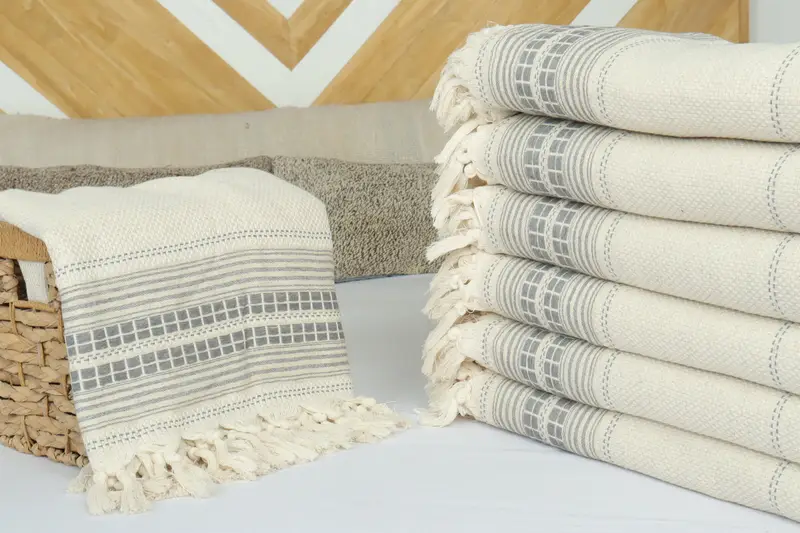 Throw Blanket Couch, Tablecloth, Wedding Hand Made Gift, Turkish Bedspread, Boho Throw Blankets, Couch Cover, 96x94 Linen Striped Towel - 4
