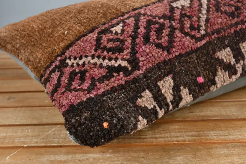 Turkish Kilim Pillow, 12x24 Brown Pillow, Cushion Case, Boho Pillow Sham Cover, Nomadic Pillow Cover, Vintage Kilim Pillow, Traditional Pillow Sham - 4