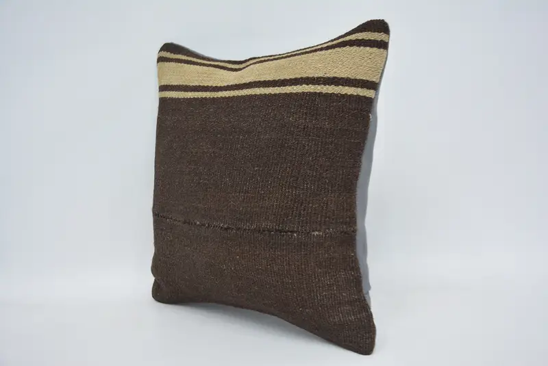 Handwoven Pillow Cover Cushion Cover, Pillow for Couch, Kilim Pillow Cover, Cushion, 14x14 Brown Pillow Cover, Boho Pillow Sham Cover - 4