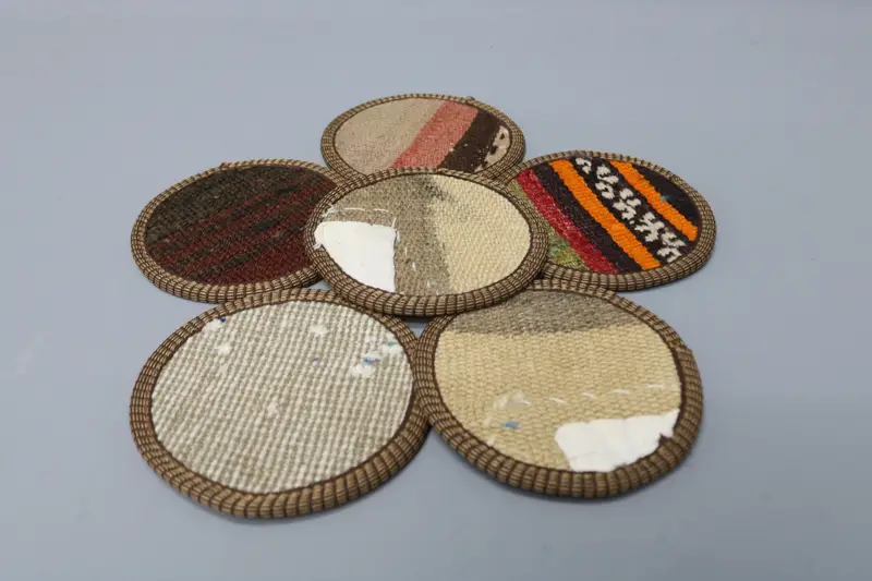 Brown and Orange Striped Coaster, Durable Round Coaster
