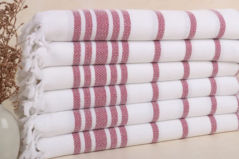 Tea Towel Favor Monogrammed Hand Towel Burgundy Chevron, 24x36 Inches