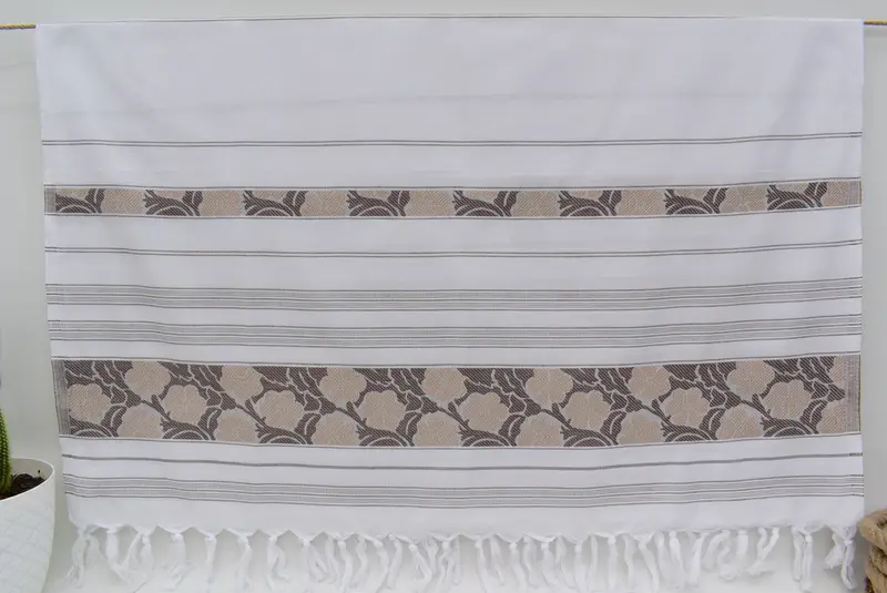 El dokuması Türk havlu, monogramlı plaj havlusu, hızlı kuru peshtemal, 70x40 pamuk papatya tasarım havlu, nedime hediyeleri, bekarlığa veda partisi lehine - 7