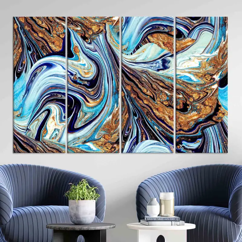 Elegant Gold Marble Shimmery Canvas Print - Contemporary Luxury