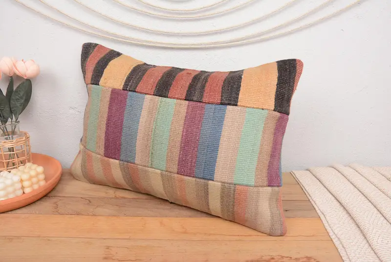 16x24 Green Pillow Cover, Sustainable Pillow, Pillow for Sofa, Floor Pillow, Kilim Pillow Cover, Rustic Cushion, Cushion, Boho Pillow Sham Cover - 4