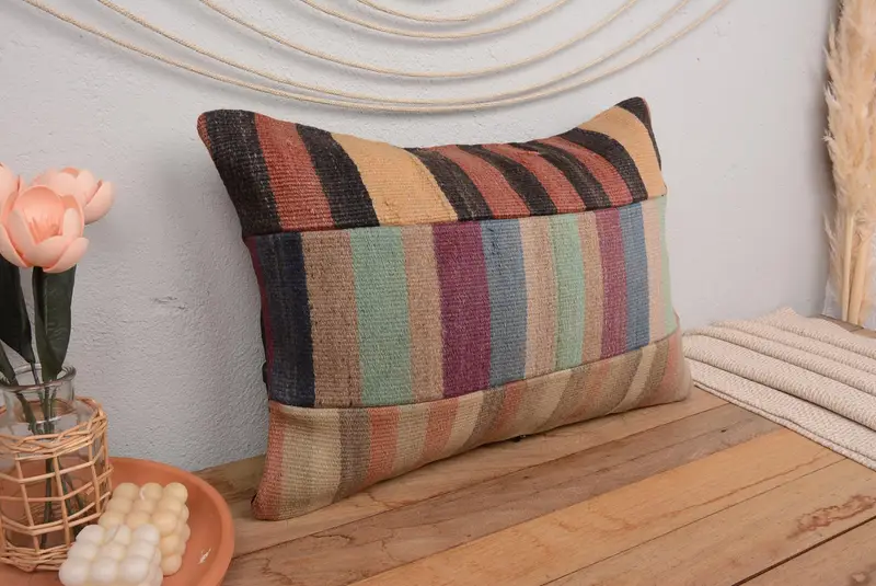 16x24 Green Pillow Cover, Sustainable Pillow, Pillow for Sofa, Floor Pillow, Kilim Pillow Cover, Rustic Cushion, Cushion, Boho Pillow Sham Cover - 1