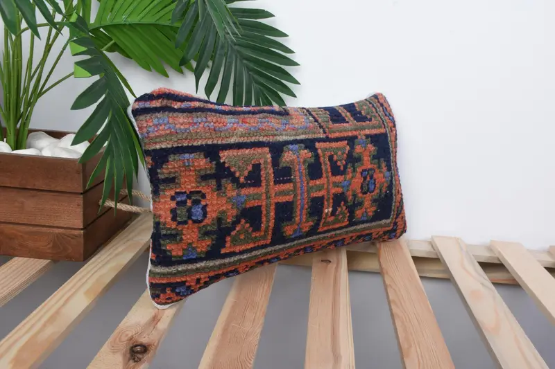 Pillow Sham, Indoor Cushion Cover, Kilim Pillow Cover, Gift Pillow, Vintage Pillow, 8x16 Blue Pillow Cover - 4