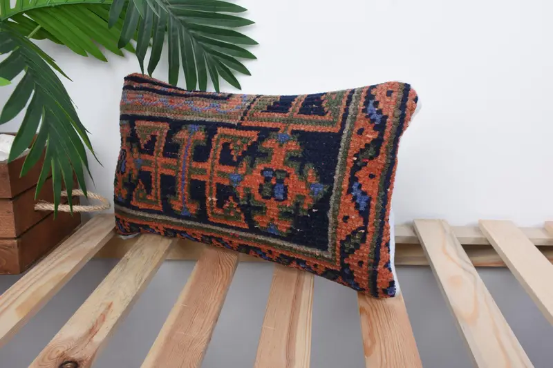 Pillow Sham, Indoor Cushion Cover, Kilim Pillow Cover, Gift Pillow, Vintage Pillow, 8x16 Blue Pillow Cover - 5