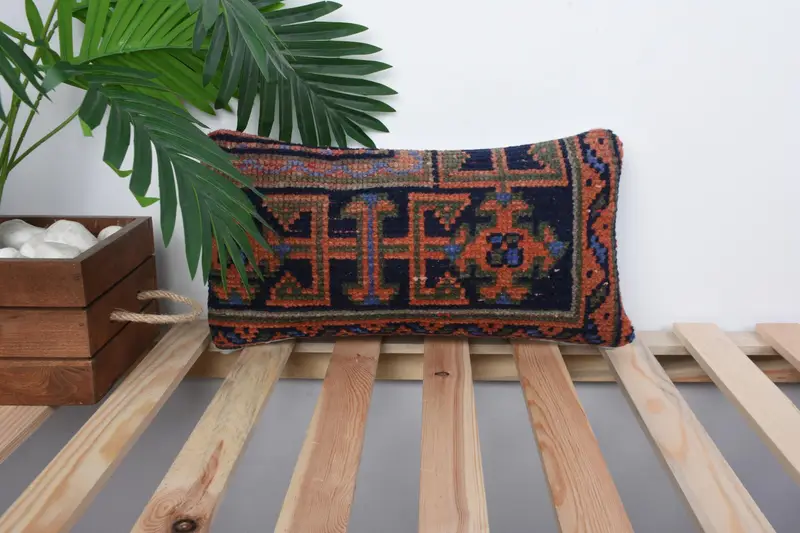 Pillow Sham, Indoor Cushion Cover, Kilim Pillow Cover, Gift Pillow, Vintage Pillow, 8x16 Blue Pillow Cover - 1