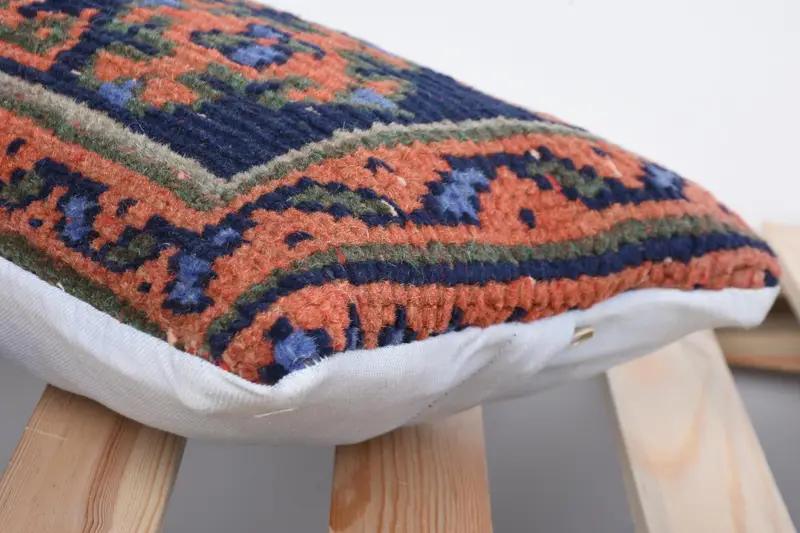 Pillow Sham, Indoor Cushion Cover, Kilim Pillow Cover, Gift Pillow, Vintage Pillow, 8x16 Blue Pillow Cover - 7
