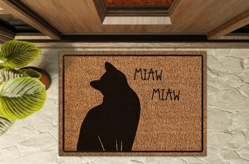 モダンなカスタムプリントラグ：エレガントな動物の玄関マットデザイン