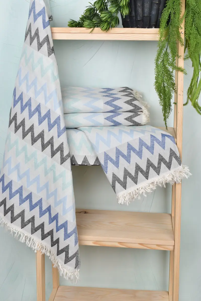 Embroidered Towel, Sand-resistant towel, Bachelorette Party Gifts Bridesmaids, Yoga Towel, Welcome Wedding Gift, 70x40 Cotton Zigzag Design Towel - 6