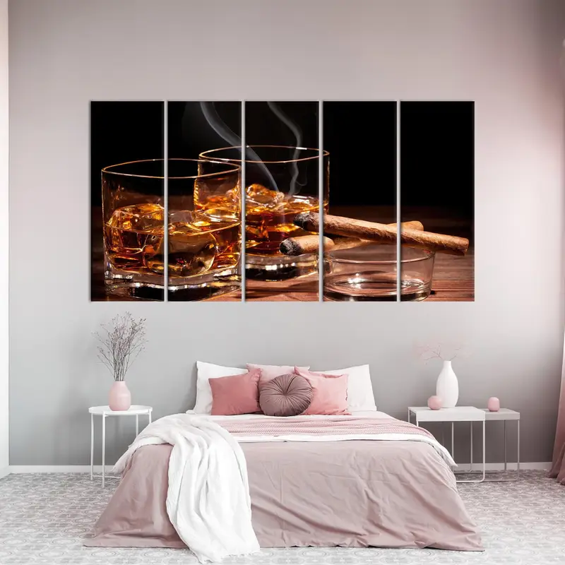 Cigar Wall Art, Bar Decor Art, Man Cave, Loft Art Decor Art, Canvas Wall Art, Cigar Art Decor, Gift For Him, Smoke Wall Art, Modern Canvas - 3