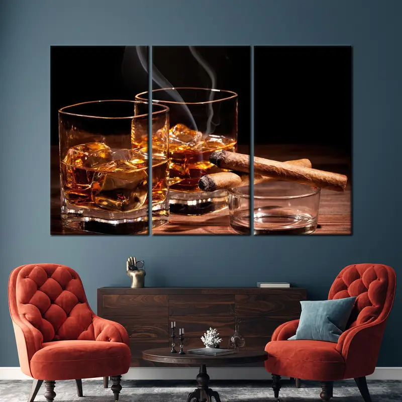 Cigar Wall Art, Bar Decor Art, Man Cave, Loft Art Decor Art, Canvas Wall Art, Cigar Art Decor, Gift For Him, Smoke Wall Art, Modern Canvas - 2