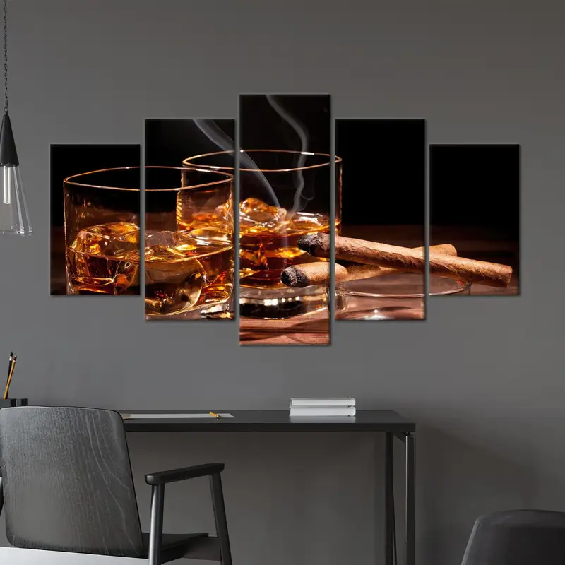 Cigar Wall Art, Bar Decor Art, Man Cave, Loft Art Decor Art, Canvas Wall Art, Cigar Art Decor, Gift For Him, Smoke Wall Art, Modern Canvas - 4