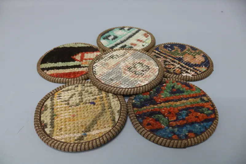 Red and Brown Coasters, Non-Slip Circular Pads