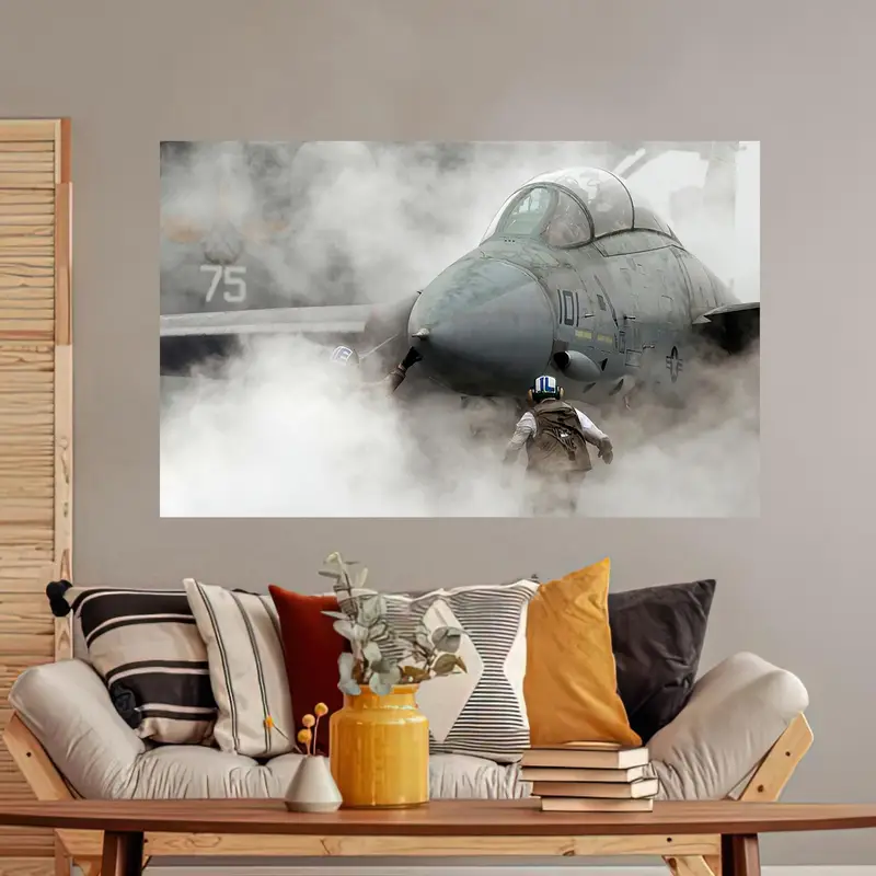 Elegant Fighter Jet Printed Glass for Modern Man Cave Decor