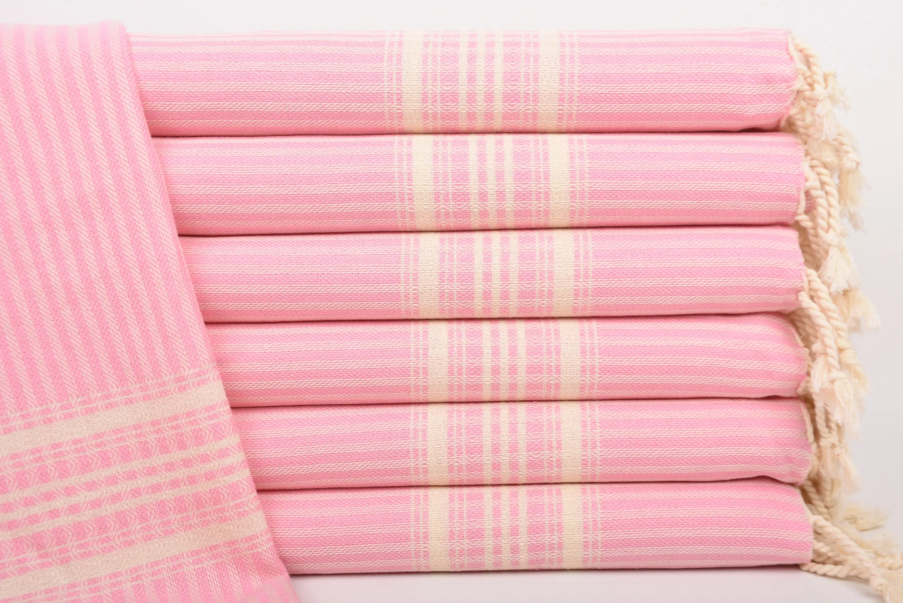 Personalized Pink Striped Tea Towel, Cotton, 40x18 Inches - 1