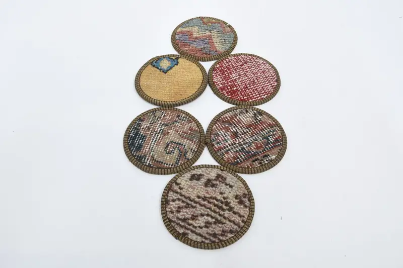 Blue and Yellow Kilim Coaster, Durable and Stylish Drink Coaster