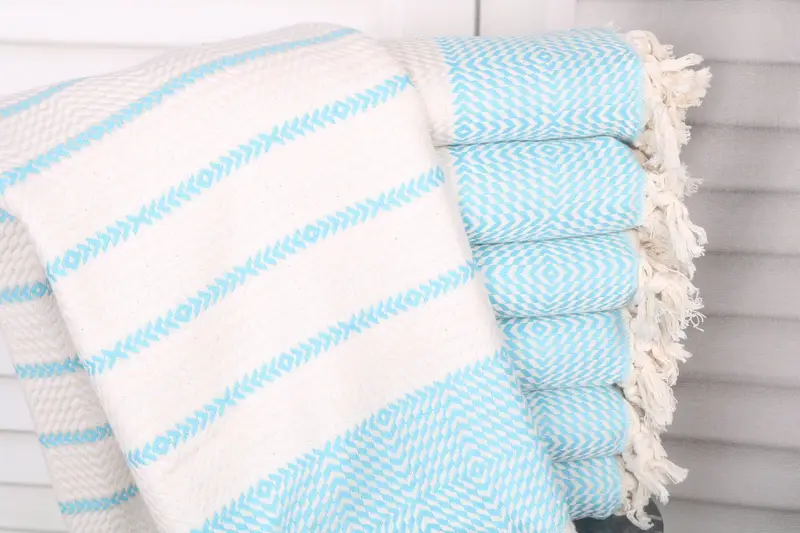 Custom Beach Towel Turquoise 40x79 Inches Organic Cotton or Linen