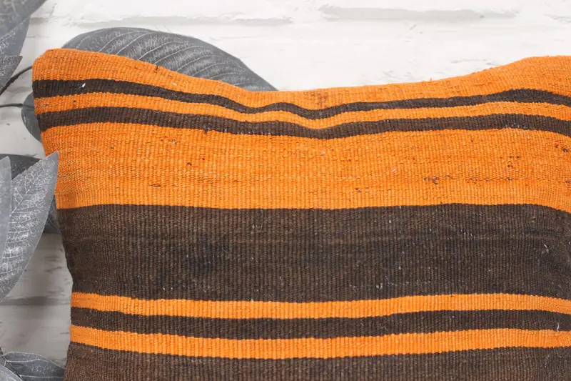 Outdoor Patio Pillow Case, Vintage Pillow, Vintage Kilim Throw Pillow, Pillow Cover, Pet Pillow Sham, Boho Pillow Sham Cover, 16x16 Orange Pillow - 2
