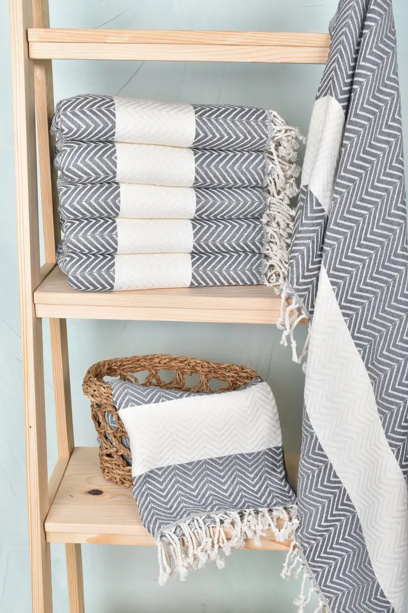 Peshtemal, Best spa Turkish towel for luxury home decor, Bridesmaid Gifts, Wedding Gifts Towel, Monogrammed Beach Towel, 70x40 Cotton Zig zag Towel - 3