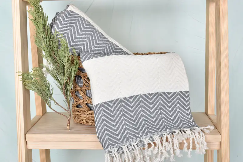 Peshtemal, Best spa Turkish towel for luxury home decor, Bridesmaid Gifts, Wedding Gifts Towel, Monogrammed Beach Towel, 70x40 Cotton Zig zag Towel - 4