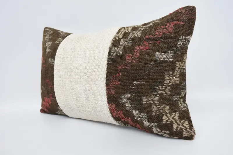 Vintage Pillow, Cushion Case, Vintage Kilim Throw Pillow, Outdoor Cushion Case, Boho Chic Cushion Case, Boho Pillow Sham Cover, 12x20 White Cushion - 4