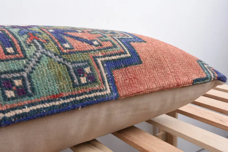 Pillow Case, Turkish Pillow, 16x48 Red Cushion, Toss Cushion Case, Vintage Kilim Pillow, Boho Pillow, Knitted Pillow, Retro Throw Pillow Cover - 7