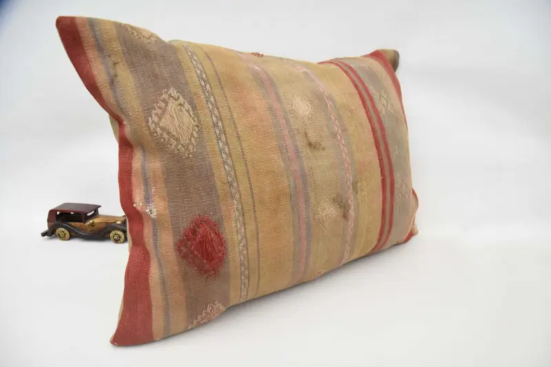 Lounge Throw Cushion, Armchair Pillow, Turkish Kilim Pillow, Cushion, Interior Designer Pillow, 20x28 Beige Pillow Case, Pillow for Sofa - 3