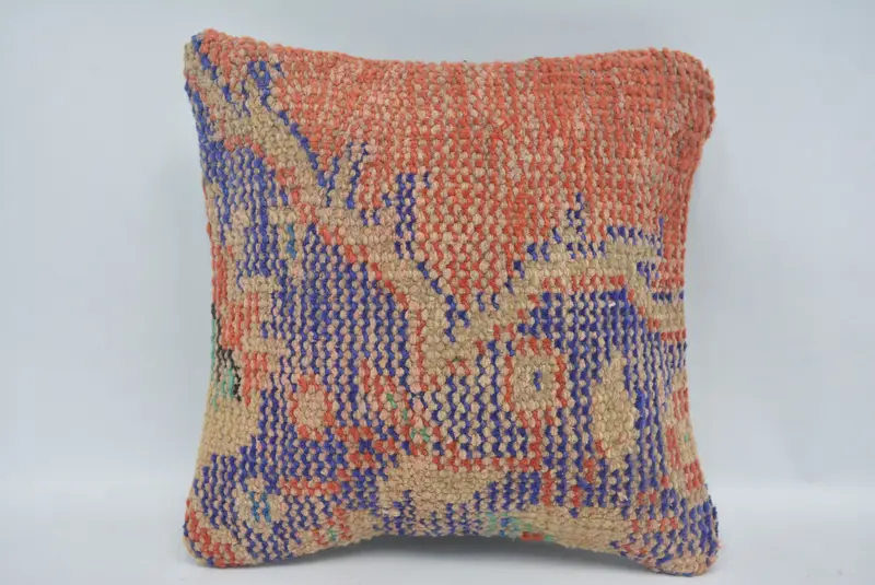 Pet Pillow Sham, Southwestern Cushion Case, Handmade Kilim Cushion, 12x12 Blue Pillow Cover, Cushion, Kilim Pillow Cover, Boho Pillow Sham Cover - 1
