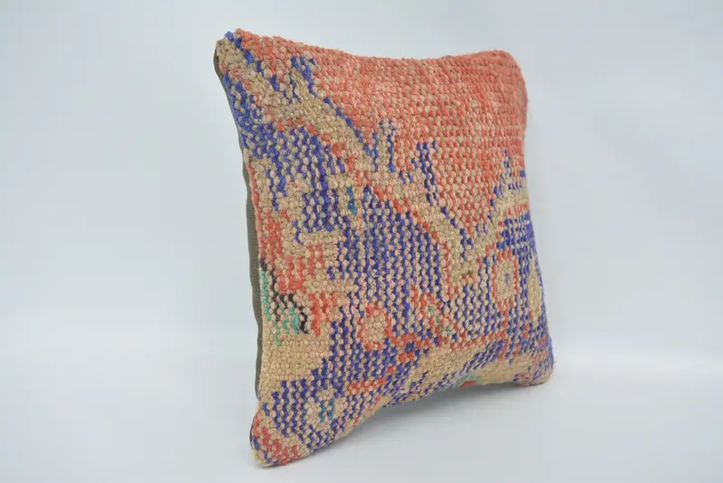 Pet Pillow Sham, Southwestern Cushion Case, Handmade Kilim Cushion, 12x12 Blue Pillow Cover, Cushion, Kilim Pillow Cover, Boho Pillow Sham Cover - 3