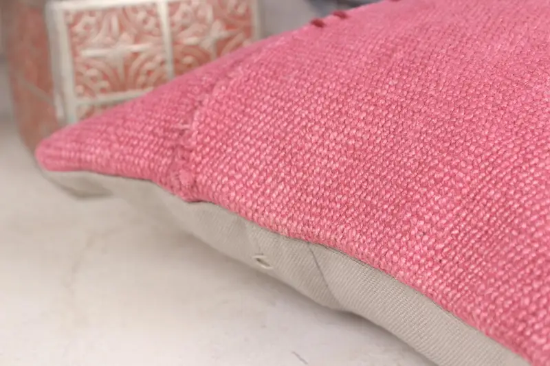 Turkish Corner Cushion Case, 12x12 Pink Pillow Case, Vintage Kilim Throw Pillow, Kilim Pillow, Pillow Cover, Throw Kilim Pillow - 7